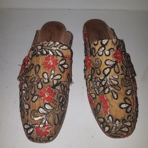 Free people Embroidered Loafer Slides Size 37/6